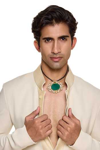 Shop Raabta By Rahul Green Panna Mor Mukut Convertible Kalangi Online at Aza Fashions Shop_Raabta By Rahul_Green Panna Mor Mukut Convertible Kalangi _Online_at_Aza_Fashions
