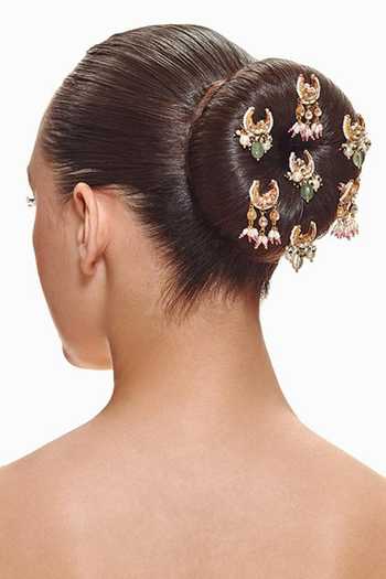 Raabta By Rahul Pink Chaand Bun - Set Of 7 Online at Aza Fashions Raabta By Rahul_Pink Chaand Bun - Set Of 7 _Online_at_Aza_Fashions
