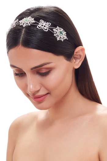 Raabta By Rahul Cubic Zirconia & Green Stones Headband