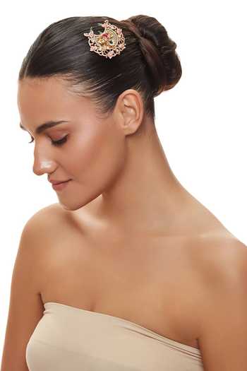 Buy_Raabta By Rahul_Pink Vatika Suraj Chand Hairpins - Set Of 2 _Online_at_Aza_Fashions