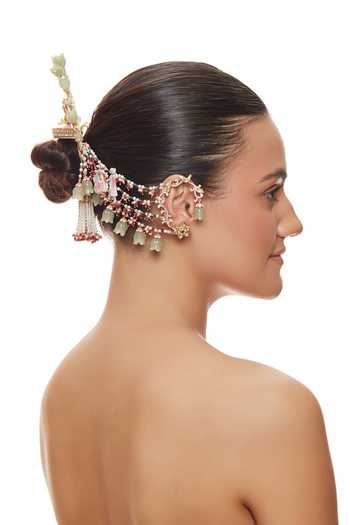 Raabta By Rahul Pink Anjani Bun Accessory Online at Aza Fashions Raabta By Rahul_Pink Anjani Bun Accessory _Online_at_Aza_Fashions