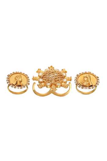 Raabta By Rahul Aayu Carved Rings - Set Of 3 