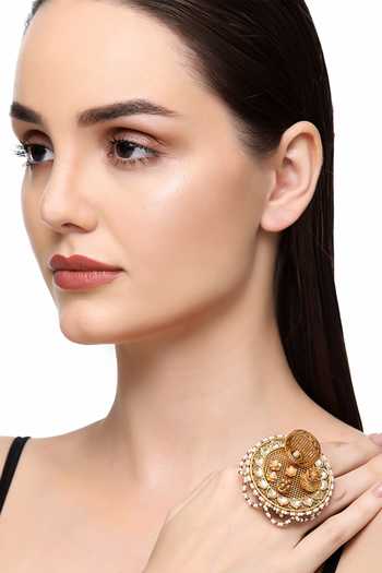 Raabta By Rahul Gold Plated Rotating Karwachauth Aarthi Thali Ring Online at Aza Fashions Raabta By Rahul_Gold Plated Rotating Karwachauth Aarthi Thali Ring _Online_at_Aza_Fashions