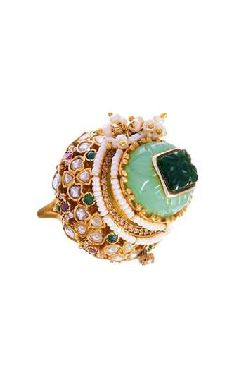 Buy Raabta By Rahul Green Temporal Orb Watch Ring Online at Aza Fashions Buy_Raabta By Rahul_Green Temporal Orb Watch Ring _Online_at_Aza_Fashions
