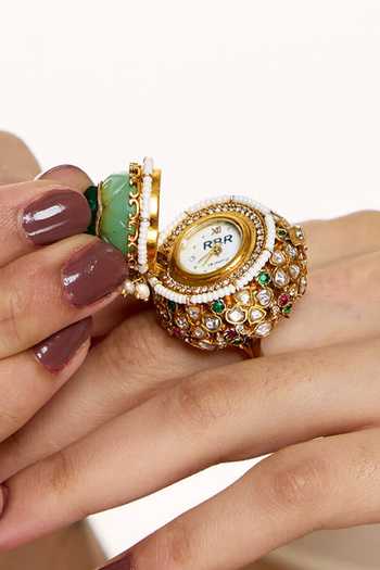 Shop Raabta By Rahul Green Temporal Orb Watch Ring Online at Aza Fashions Shop_Raabta By Rahul_Green Temporal Orb Watch Ring _Online_at_Aza_Fashions
