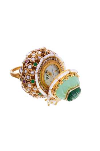 Raabta By Rahul Green Temporal Orb Watch Ring at Aza Fashions Raabta By Rahul_Green Temporal Orb Watch Ring _at_Aza_Fashions