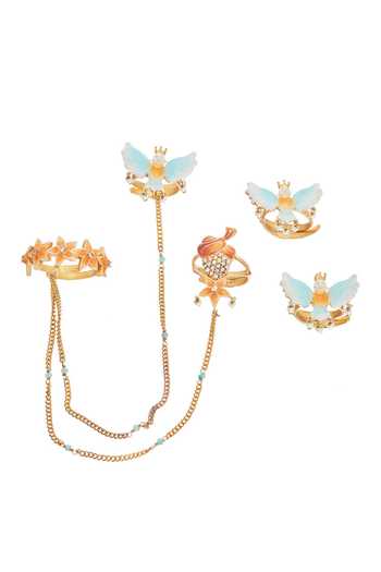 Raabta By Rahul Man With 3 Birds Ring Set 