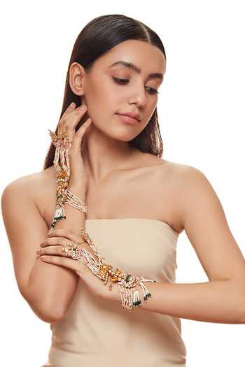 Raabta By Rahul Pink Mangala Pair Of Hathphools Online at Aza Fashions Raabta By Rahul_Pink Mangala Pair Of Hathphools _Online_at_Aza_Fashions