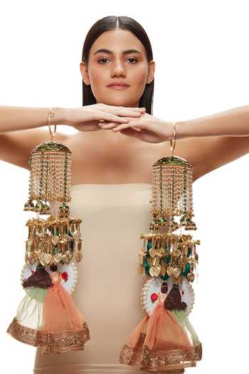 Raabta By Rahul Green Taru Embroidered Pair Of Kaleeras Online at Aza Fashions Raabta By Rahul_Green Taru Embroidered Pair Of Kaleeras _Online_at_Aza_Fashions
