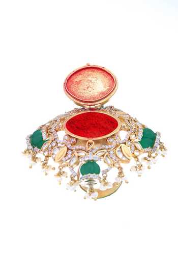 Raabta By Rahul Green Devangana Sindoor Dabbi Ring Online at Aza Fashions Raabta By Rahul_Green Devangana Sindoor Dabbi Ring _Online_at_Aza_Fashions