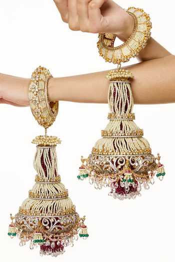 Raabta By Rahul Multi Color Jharna-e-ishq Pair Of Kaleeras at Aza Fashions Raabta By Rahul_Multi Color Jharna-e-ishq Pair Of Kaleeras _at_Aza_Fashions
