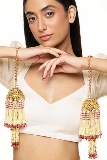 Raabta By Rahul Gold Plated Shahi Darbaar Pair Of Kaleeras at Aza Fashions Raabta By Rahul_Gold Plated Shahi Darbaar Pair Of Kaleeras _at_Aza_Fashions