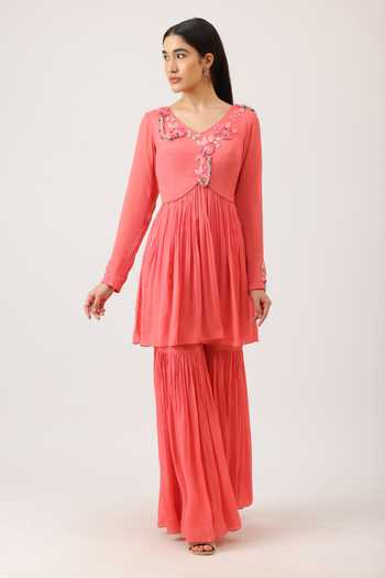 Vidushi Gupta Embroidered Anarkali Sharara Set 