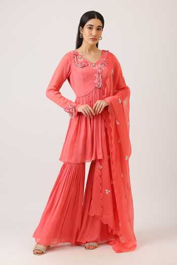 Vidushi Gupta Embroidered Anarkali Sharara Set 