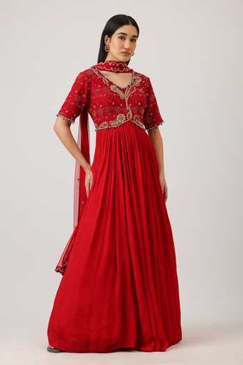 Vidushi Gupta Pearl Embroidered Anarkali & Dupatta Set 