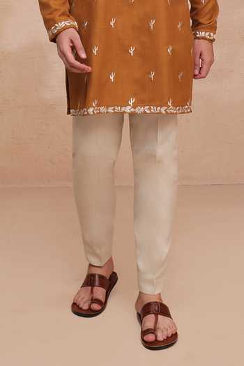 Manish Nagdeo Yellow Silk Embroidered Kurta And Pant Set Online at Aza Fashions Manish Nagdeo_Yellow Silk Embroidered Kurta And Pant Set _Online_at_Aza_Fashions