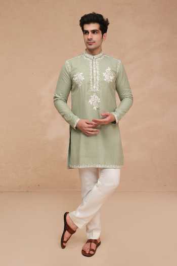 Manish Nagdeo Floral Placement Embroidered Kurta Set