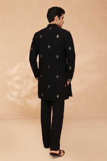 Buy Manish Nagdeo Black Viscose Foil Work Kurta And Pant Set Online at Aza Fashions Buy_Manish Nagdeo_Black Viscose Foil Work Kurta And Pant Set _Online_at_Aza_Fashions