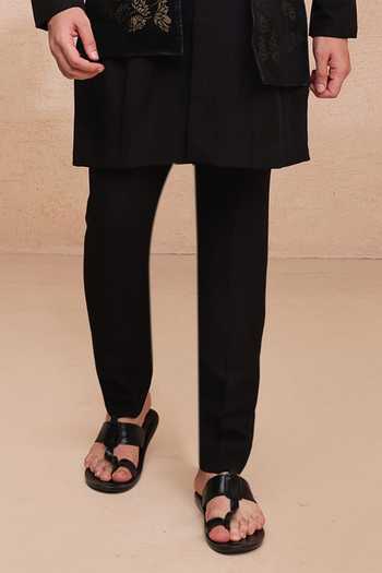 Manish Nagdeo Black Lycra Asymmetric Panelled Kurta And Pant Set Online at Aza Fashions Manish Nagdeo_Black Lycra Asymmetric Panelled Kurta And Pant Set _Online_at_Aza_Fashions