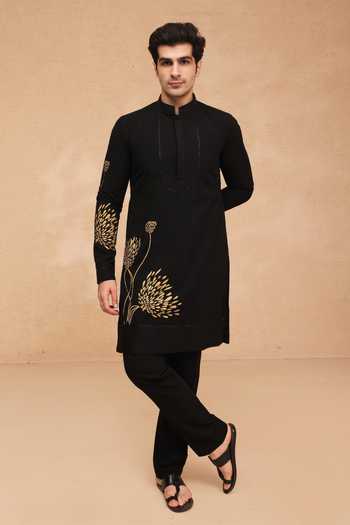 Manish Nagdeo Black Viscose, Acrylic Printed Kurta And Pant Set Online at Aza Fashions Manish Nagdeo_Black Viscose, Acrylic Printed Kurta And Pant Set _Online_at_Aza_Fashions