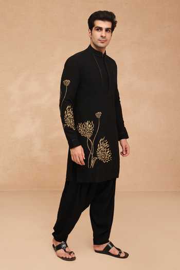 Shop Manish Nagdeo Black Viscose, Acrylic Placement Printed Kurta And Salwar Set Online at Aza Fashions Shop_Manish Nagdeo_Black Viscose, Acrylic Placement Printed Kurta And Salwar Set _Online_at_Aza_Fashions