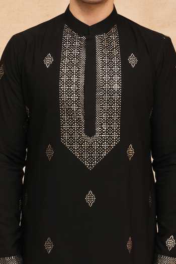 Shop Manish Nagdeo Black Viscose Printed Kurta And Salwar Set Online at Aza Fashions Shop_Manish Nagdeo_Black Viscose Printed Kurta And Salwar Set _Online_at_Aza_Fashions