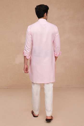 Manish Nagdeo Pink Silk Printed Art Nehru Jacket Set at Aza Fashions Manish Nagdeo_Pink Silk Printed Art Nehru Jacket Set _at_Aza_Fashions