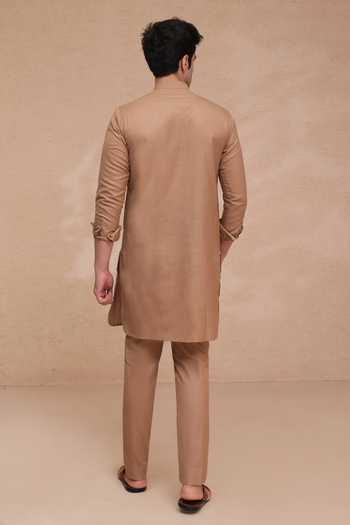 Buy Manish Nagdeo Brown Silk Printed Nehru Jacket And Kurta Set Online at Aza Fashions Buy_Manish Nagdeo_Brown Silk Printed Nehru Jacket And Kurta Set _Online_at_Aza_Fashions