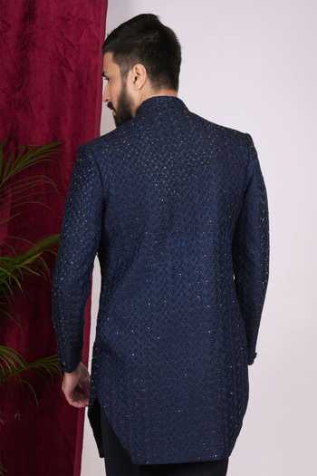 Sven Suits Embroidered Silk Bandhgala & Pant Set 