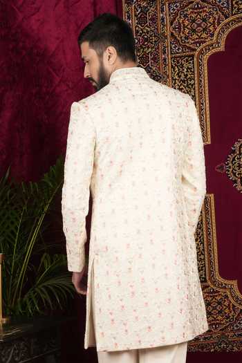 Sven Suits Embroidered Silk Sherwani Set 