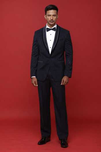 Sven Suits Black Embroidered Tuxedo Suit Set 