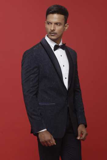 Sven Suits Black Embroidered Tuxedo Suit Set 