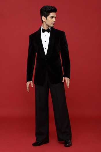 Sven Suits Black Embroidered Tuxedo Suit Set 