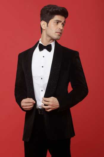 Sven Suits Black Viscose, Polyester Embroidered Tuxedo Suit Set Online at Aza Fashions Sven Suits_Black Viscose, Polyester Embroidered Tuxedo Suit Set _Online_at_Aza_Fashions