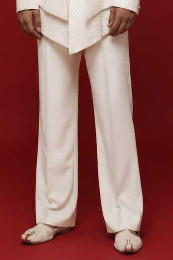 Sven Suits Off White Silk Thread Embroidery, Stones Bandhgala And Pant Set Online at Aza Fashions Sven Suits_Off White Silk Thread Embroidery, Stones Bandhgala And Pant Set _Online_at_Aza_Fashions