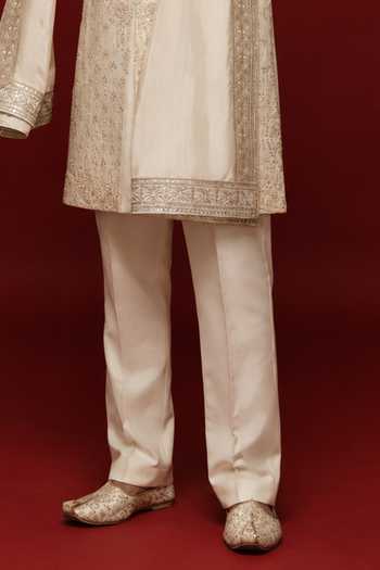 Sven Suits Ivory Silk Embroidered Sherwani Set Online at Aza Fashions Sven Suits_Ivory Silk Embroidered Sherwani Set _Online_at_Aza_Fashions
