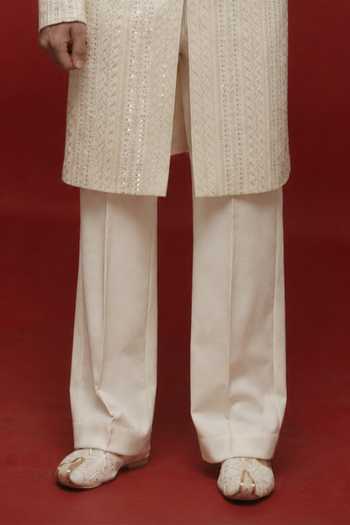 Sven Suits Ivory Silk Off-white Embroidered Sherwani And Pant Set Online at Aza Fashions Sven Suits_Ivory Silk Off-white Embroidered Sherwani And Pant Set _Online_at_Aza_Fashions