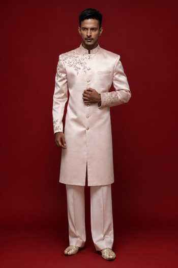 Sven Suits Pink Embroidered Sherwani Set 