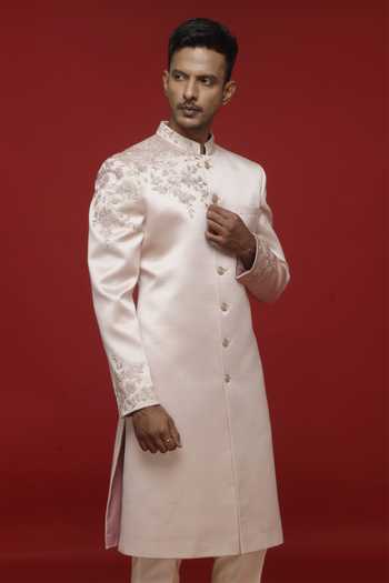 Sven Suits Pink Embroidered Sherwani Set 