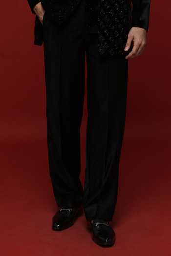 Sven Suits_Black Polyester Embroidery Bandhgala And Bundi Set _Online_at_Aza_Fashions