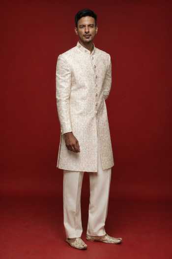 Sven Suits Silk Embroidered Sherwani Set 