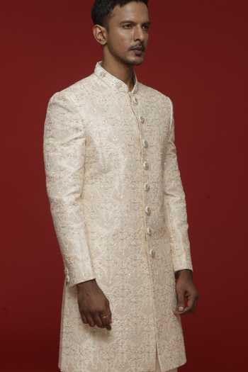 Sven Suits Silk Embroidered Sherwani Set 