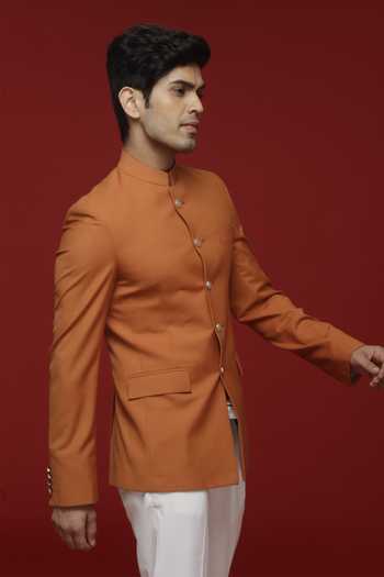 Sven Suits Orange Jodhpuri Bandhgala & Pant Set 