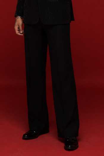 Buy_Sven Suits_Black Polyester Tonal Embroidered Tuxedo Suit Set _Online_at_Aza_Fashions