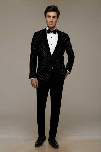 Sven Suits Linear Cutdana Embroidered Tuxedo Suit Set 