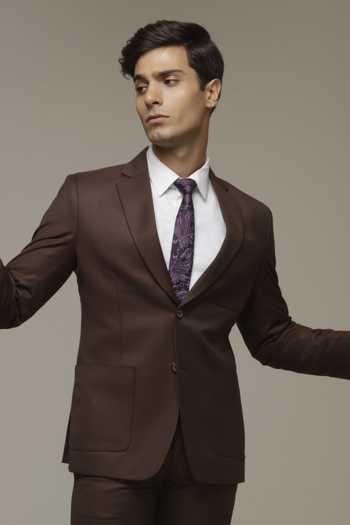 Sven Suits_Brown Polyester Dark Suit Set _Online_at_Aza_Fashions