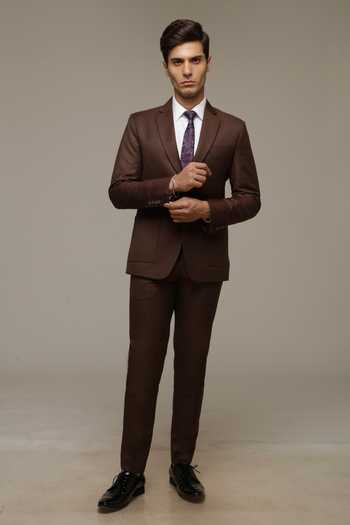 Sven Suits Dark Brown Polyester Suit Set 