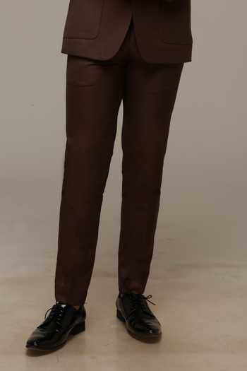 Buy_Sven Suits_Brown Polyester Dark Suit Set _Online_at_Aza_Fashions