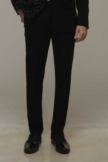 Sven Suits_Black Polyester Cutdana Embroidered Tuxedo Suit Set _Online_at_Aza_Fashions