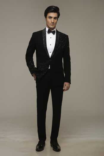 Sven Suits Cutdana Embroidered Tuxedo Suit Set 
